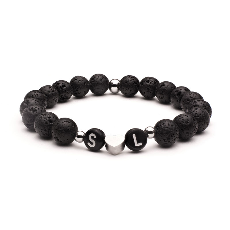 Náramky pre páry INICIÁLY z howlitu a lávových kameňov MN3070